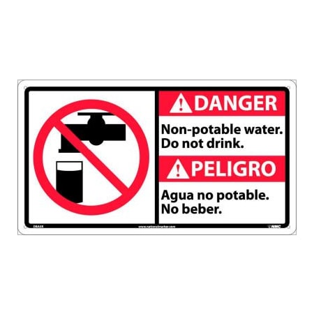 National Marker Co Bilingual Plastic Sign - Danger Non-Potable Water Do Not Drink DBA5R